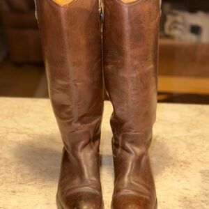 Frye Melissa Button Brown Leather Riding Boots